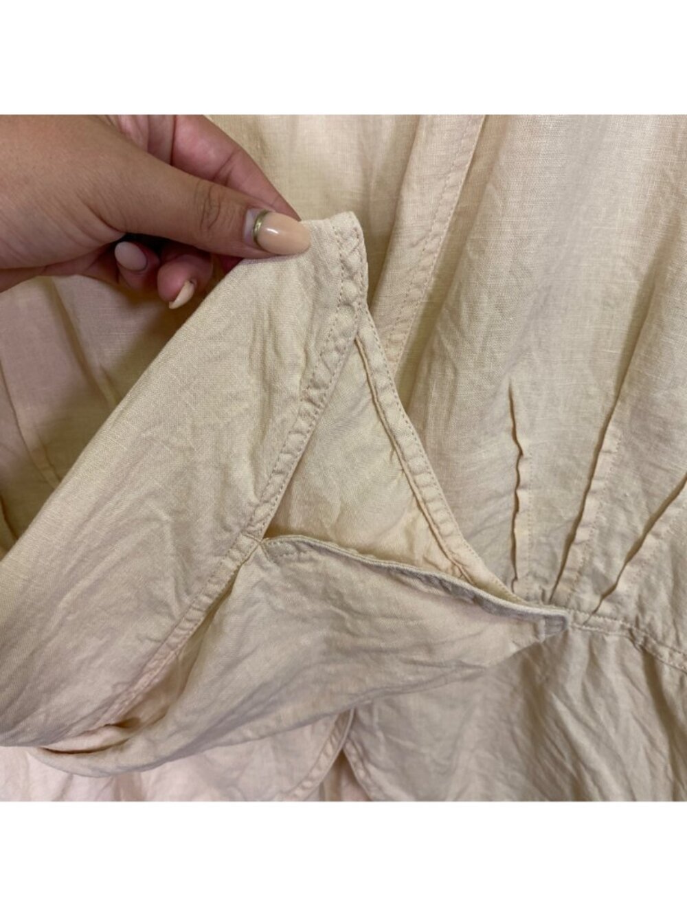 J. Jill Beige 100% Linen Button-Front Long-Sleeve Peplum Blazer Jacket M - Picture 10 of 13